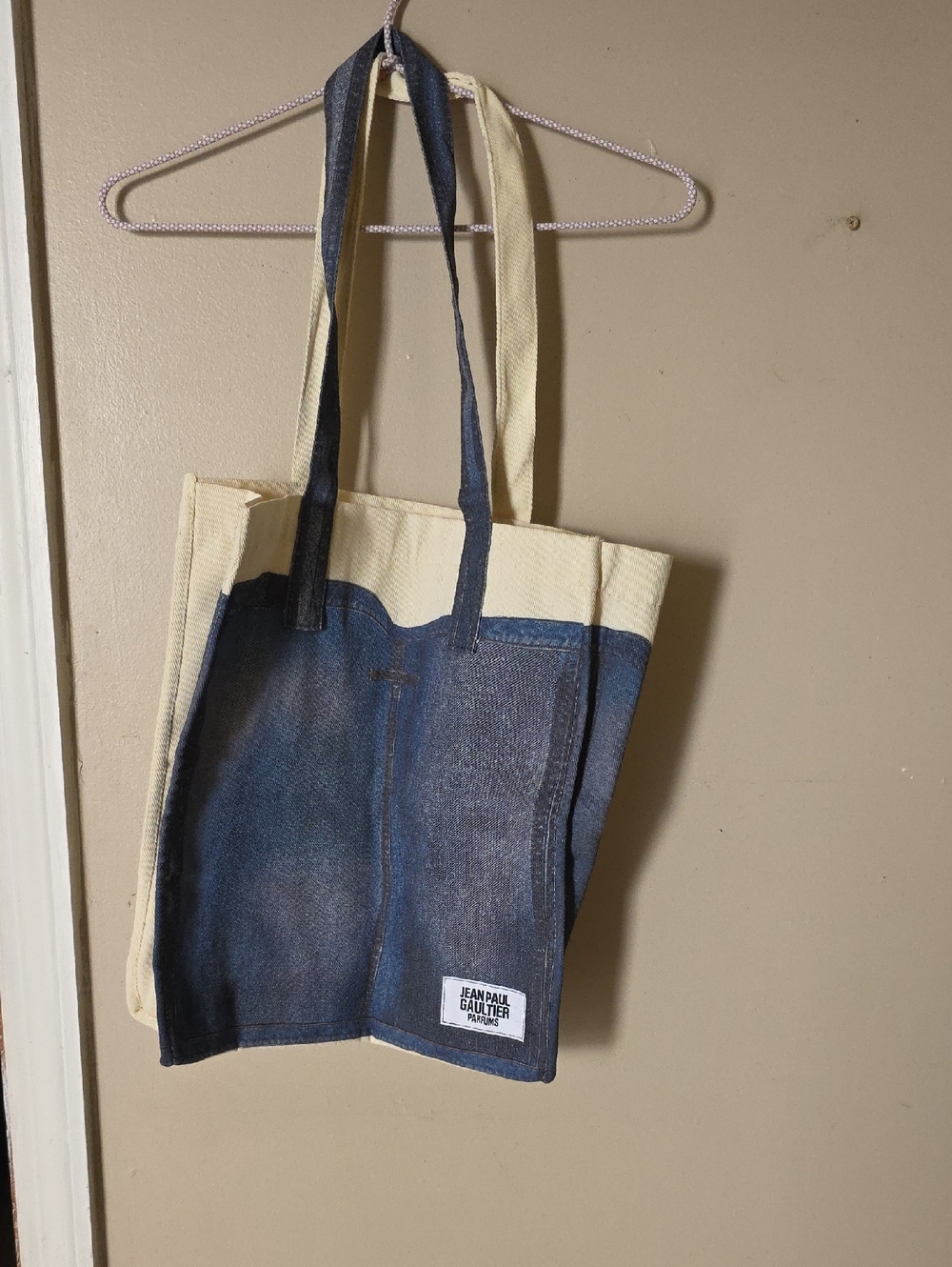 NWOT Jean Paul Gaultier Cream and Dark Blue Tote Bag